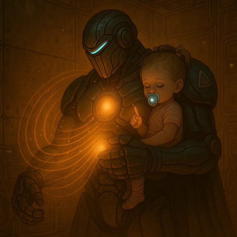 The Sentinel holding a small child