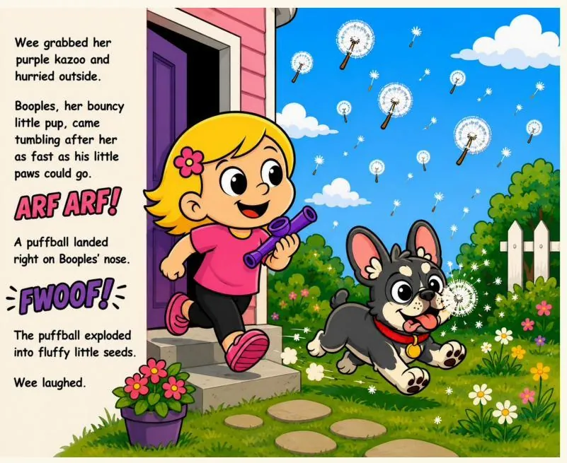 Page from Wee Wee Kazoo and the Puffball Field