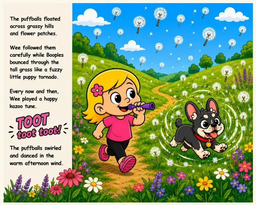 Page from Wee Wee Kazoo and the Puffball Field