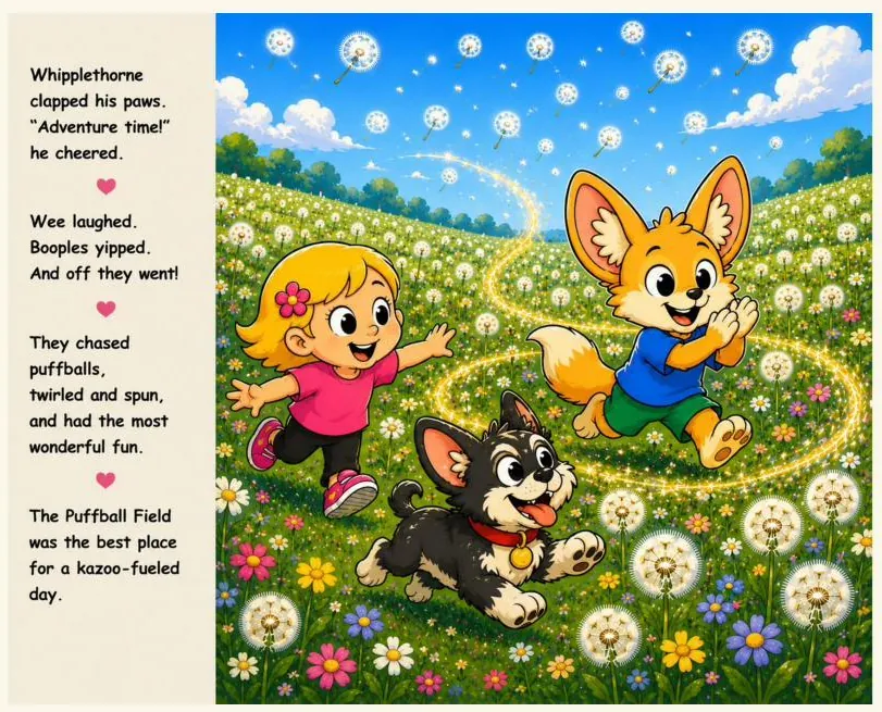 Page from Wee Wee Kazoo and the Puffball Field